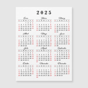 Spansk kalender 2025 White Black Red