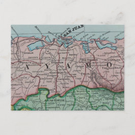 Spansk karta över Puerto Ricos San Juan-region Vykort