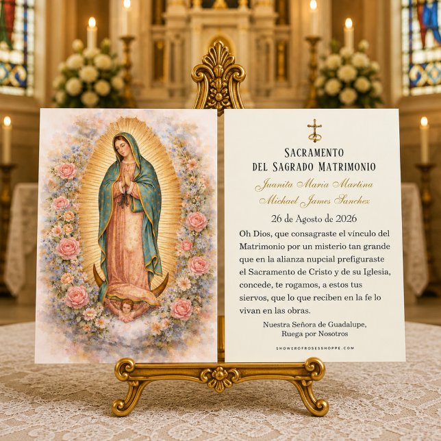 Spansk katolsk Guadalupe bröllopshjärtkort Visitkort (Skapare uppladdad)