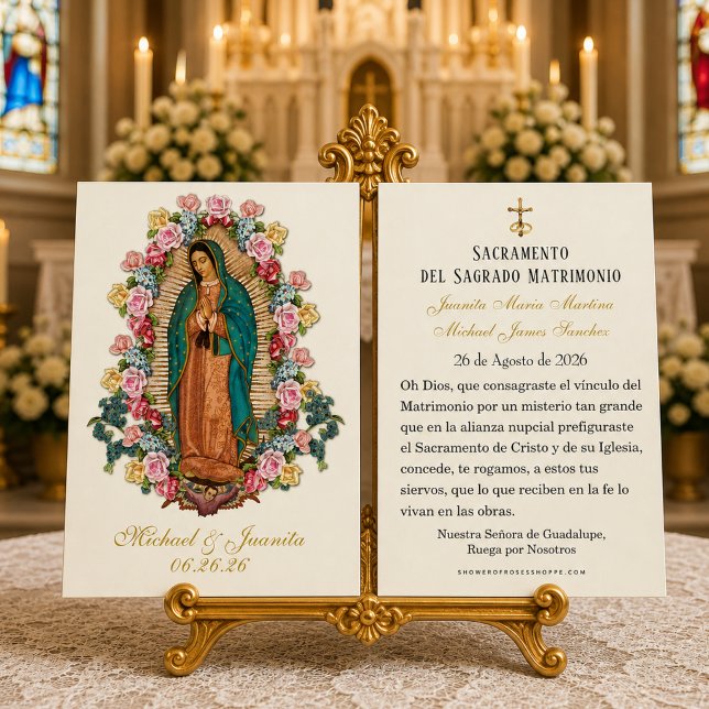Spansk katolsk Guadalupe bröllopshjärtkort Visitkort (Skapare uppladdad)
