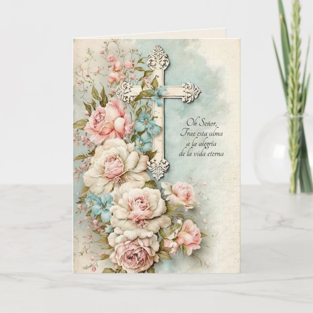 Spansk katolsk sympati Mass Offering Prayer Kort (Framsida)