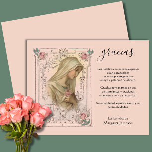 Spansk katolsk Virgin Mary Condolence Tack Kort