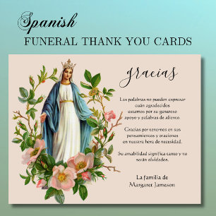 Spansk katolsk Virgin Mary Condolence Tack Kort