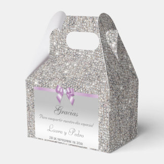 Spansk Klassig Silver Glitter Lilafärgad Rosett Di Presentaskar