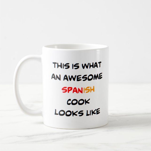 Spansk kock i fantastisk kaffemugg (Vänster)