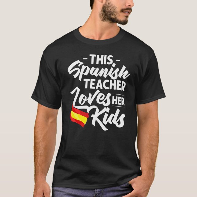 Spansk lärare Spanien Flagga Språk Lektion Elev T Shirt (Framsida)