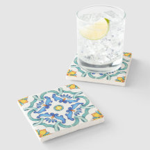 Spansk Majolica Blå Blommig Mozaik