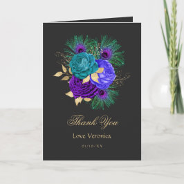 Spansk Mardi Gras Watercolor Blommig Quinceañera Tack Kort