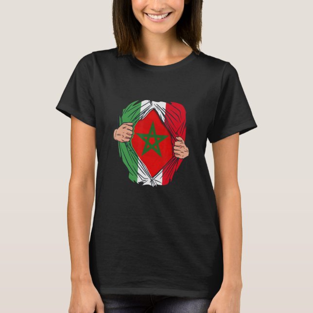 Spansk med marockanska rötter Marockos flagga med  T Shirt (Framsida)