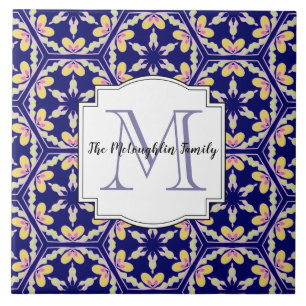 Spansk medelhavs- familjMonogram för stil   Kakelplatta