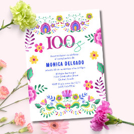 Spansk mexikansk fiesta blomster 100-års födelseda inbjudningar