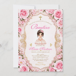 Spansk mexikansk flickklänning fiesta rosa Bautizo Inbjudningar