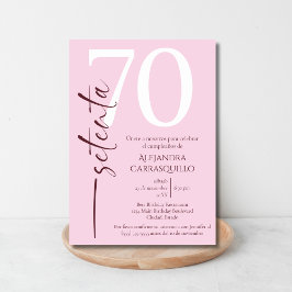 Spansk minimalistisk rosa 70-årsdag inbjudningar