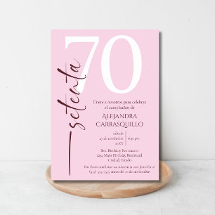 Spansk minimalistisk rosa 70-årsdag inbjudningar