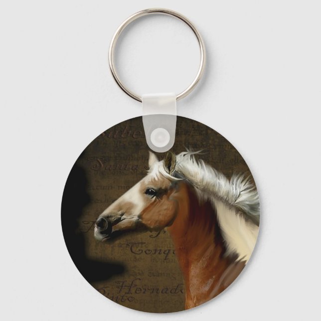 Spansk Mustang Horse Equine-älskare Keychain Nyckelring (Framsida)