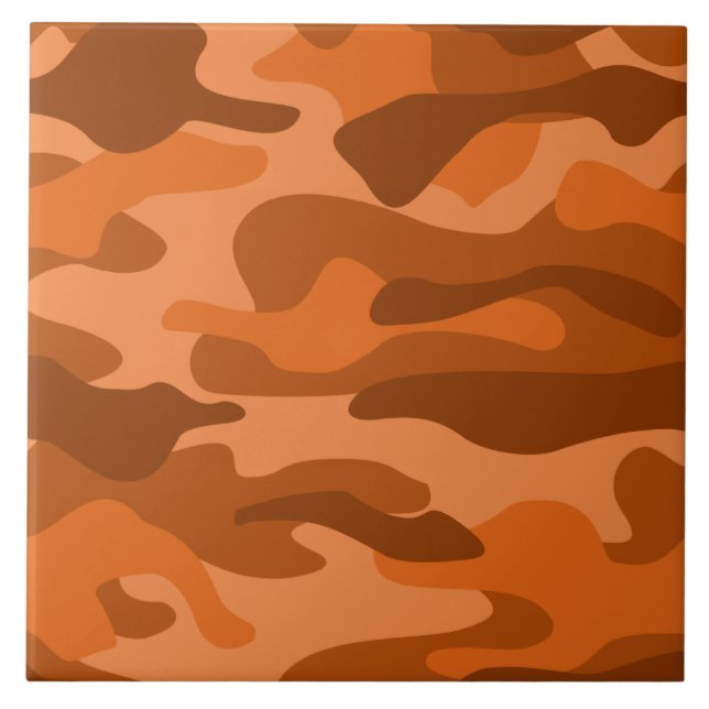 Spansk Orange Monokrom Kamouflage Kakelplatta (Framsidan)