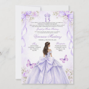 Spansk Quinceañera Lila Prinsessa Klänning 15 År Inbjudningar