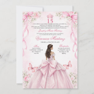 Spansk Quinceañera Rosé Rosa 15 År Prinsessa Inbjudningar