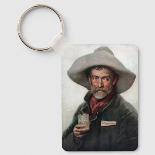 Spansk ranchero-cowboy i gammaldags västsaloon nyckelring
