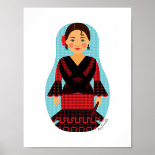 Spansk Red Dress Matryoshka Poster
