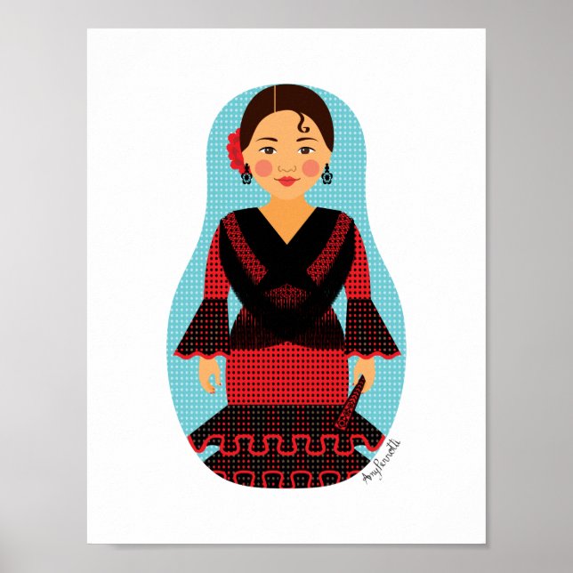 Spansk Red Dress Matryoshka Poster (Framsidan)