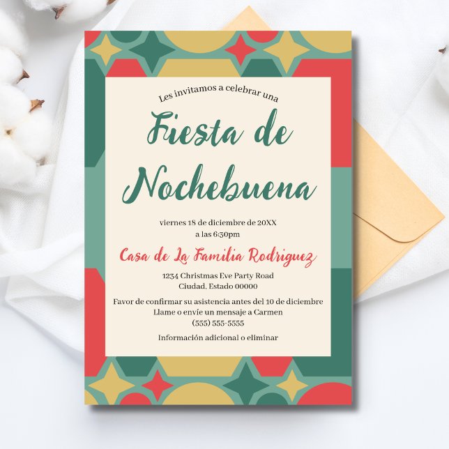Spansk Retro Festlig Fiesta Nochebuena Jul Inbjudningar (Skapare uppladdad)