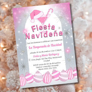 Spansk Retro Rosa Julfest Navideña Julfirande Inbjudningar