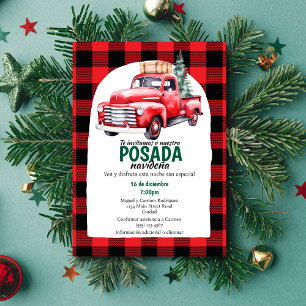 Spansk röd lastbil Posada Navideña julfest Inbjudningar