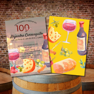 Spansk rolig vin- och ostsmakning 100-årsdag inbjudningar
