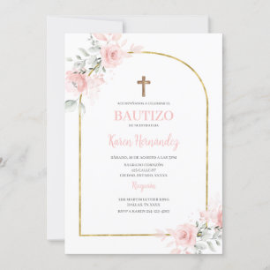 Spansk Rosa Baptism Inbjudningar