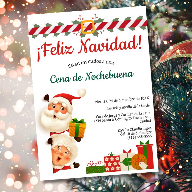 Spansk Santa Cena de Nochebuena julfest Inbjudningar (Skapare uppladdad)