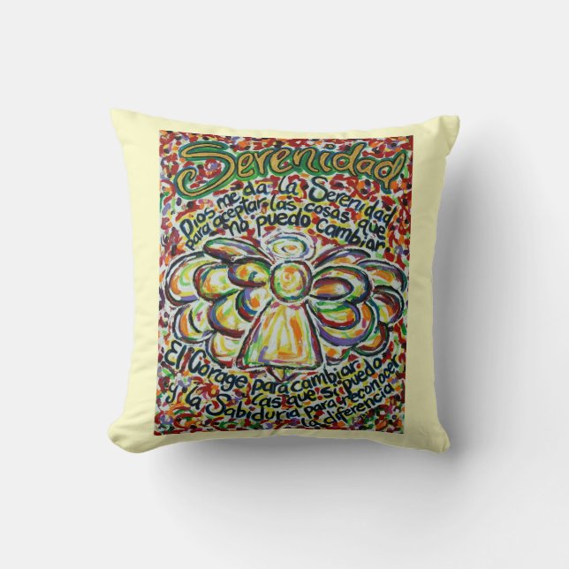 Spansk serenity Prayer Angel Decorative Pillow Kudde (Framsida)
