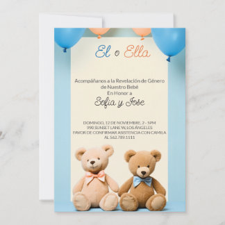 Spansk Teddybjörn Köns Avslöjandefest Inbjudan