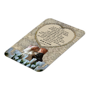 Spansk vit Bride & Groom Kärlek Dikt Magnet