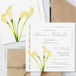 Spanska, Alcatraces y Oro Minimalist Bröllop Inbjudningar