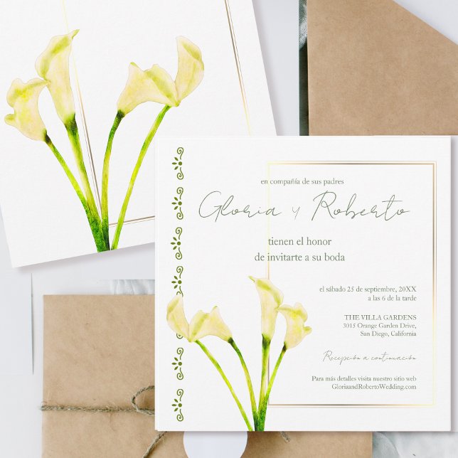 Spanska, Alcatraces y Oro Minimalist Bröllop Inbjudningar (Skapare uppladdad)