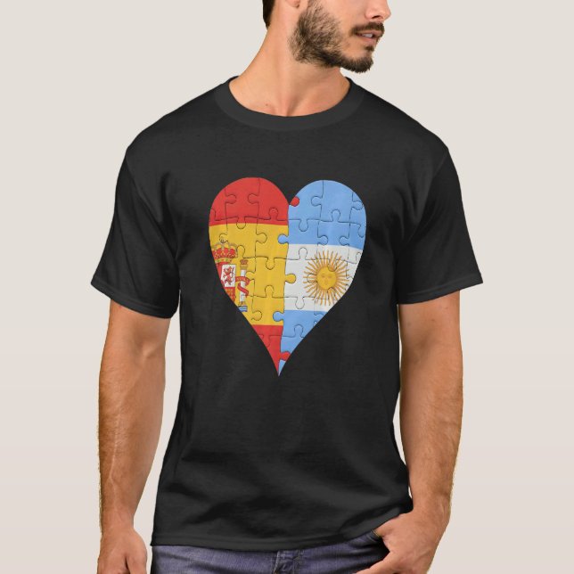 Spanska argentinska Flagga Heart T Shirt (Framsida)