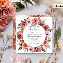 Spanska, baptism, Blommigten Ro Guld Inbjudningar