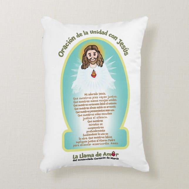 Spanska barn FOL Mamma Maria-ikon + Enighetsbön  Prydnadskudde (Framsidan(Vertikal))