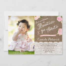 Spanska Bautizo Cumple Baptism 1:a födelsedagsfoto Inbjudningar
