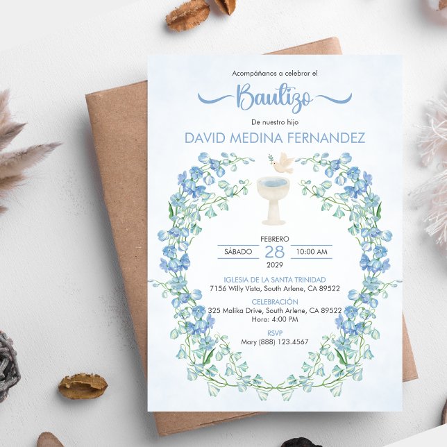 Spanska Bautizo-inbjudan Cute Chalice Baptism Inbjudningar (Skapare uppladdad)