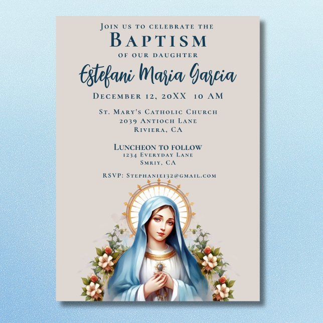 Spanska Bautizo Virgen de Guadalupe Baptism Inbjudningar (Skapare uppladdad)