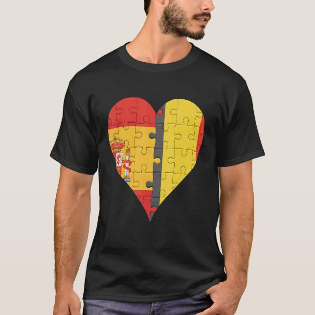 Spanska belgiska Flagga Heart T Shirt (Framsida)