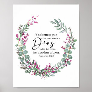 Spanska bibeln Verse Romanos 8:28 Póster Poster