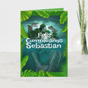 Spanska blå Dinosaur Jungle for Boys Birthday Kort