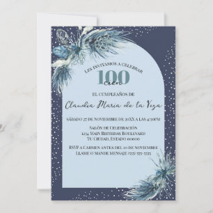 Spanska Blå Vinterblommor 100-årsfest Inbjudningar