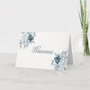 Spanska Blommigten Blue Bröllop Tack Kort