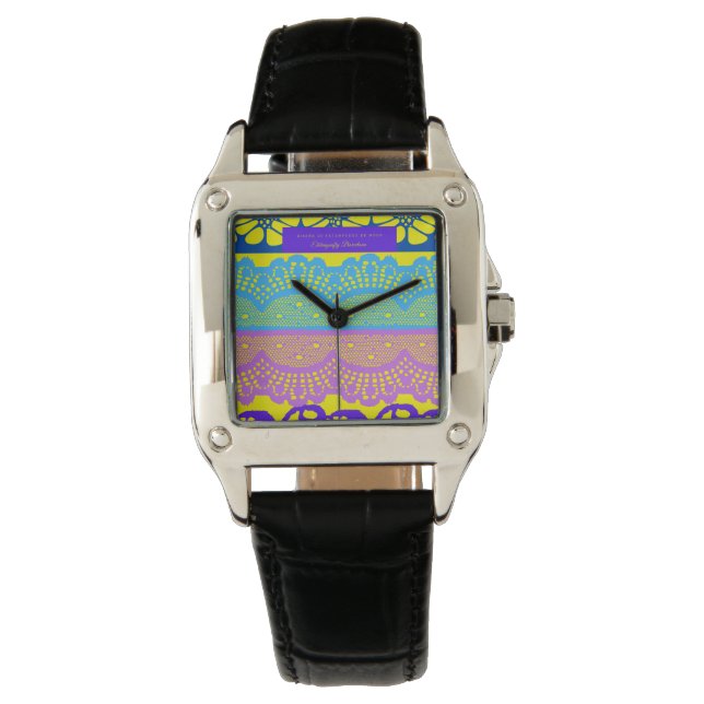 Spanska blommigten snöre design 8 armbandsur (Framsida)