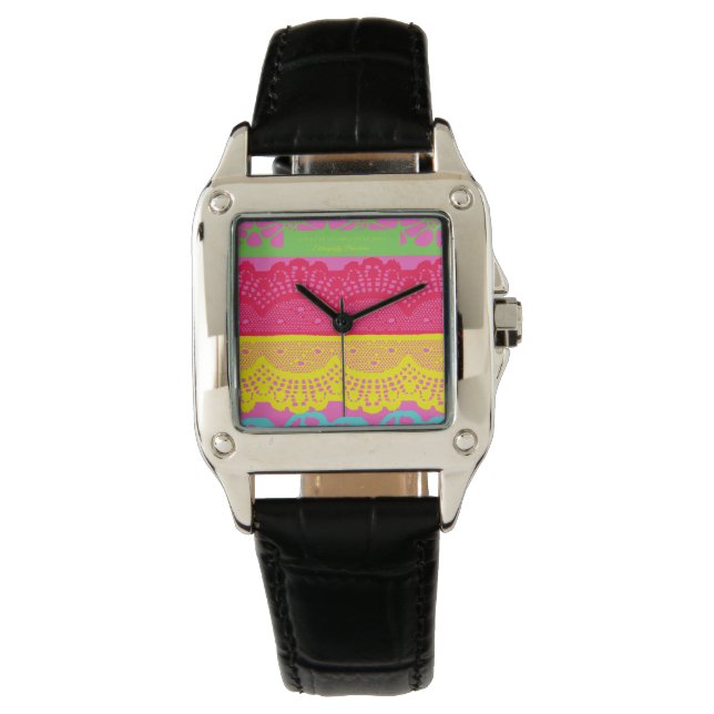 Spanska blommigten snöre design 9 armbandsur (Framsida)