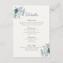 Spanska Blue Bröllop Detalles de la Boda Tilläggskort